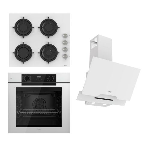 Ferre STEAMART-FRYART-SILENTART Serisi Beyaz Set (CS206 + QEP63CB +D064-SA ) - Emaye Izgara