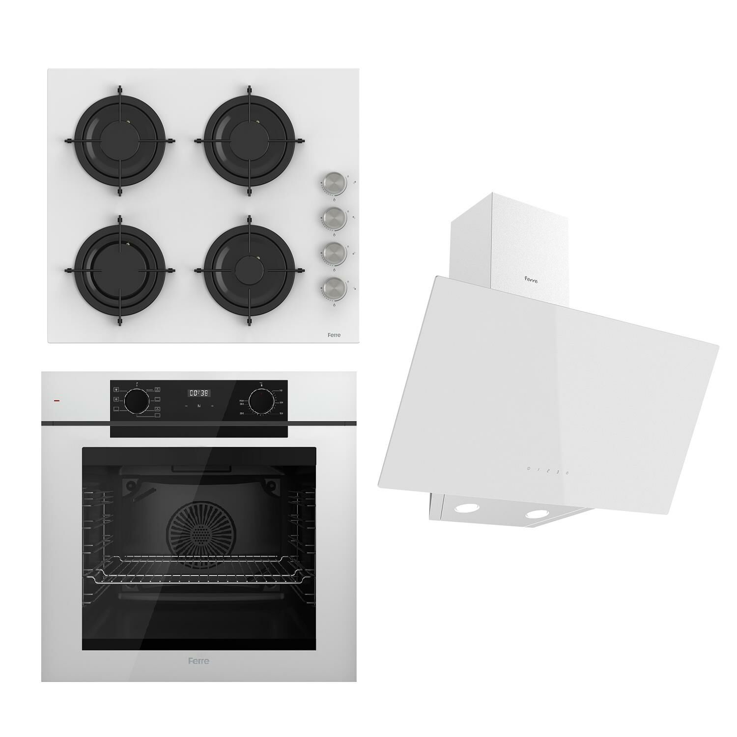 Ferre STEAMART-FRYART Serisi Beyaz Set (CS206 + QEP63CB +D078 ) - Emaye Izgara