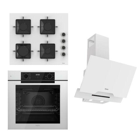 Ferre STEAMART-FRYART-SILENTART Serisi Beyaz Set (SS206 + QEP63CB +D064-SA ) - Emaye Izgara