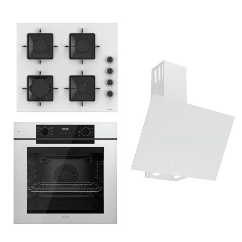 Ferre STEAMART-FRYART-SILENTART Serisi Beyaz Set (SS206 + QEP63CB +D078-SA ) - Emaye Izgara