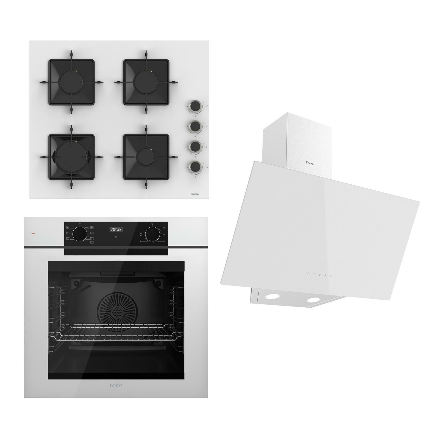 Ferre STEAMART-FRYART Serisi Beyaz Set (SS206 + QEP63CB +D078 ) - Emaye Izgara
