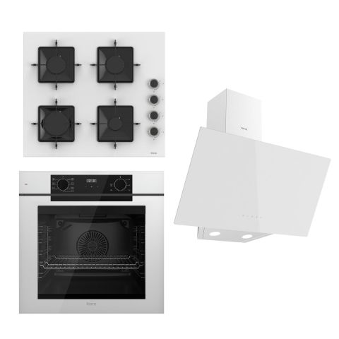 Ferre STEAMART-FRYART Serisi Beyaz Set (SS206 + QEP63CB +D078 ) - Emaye Izgara