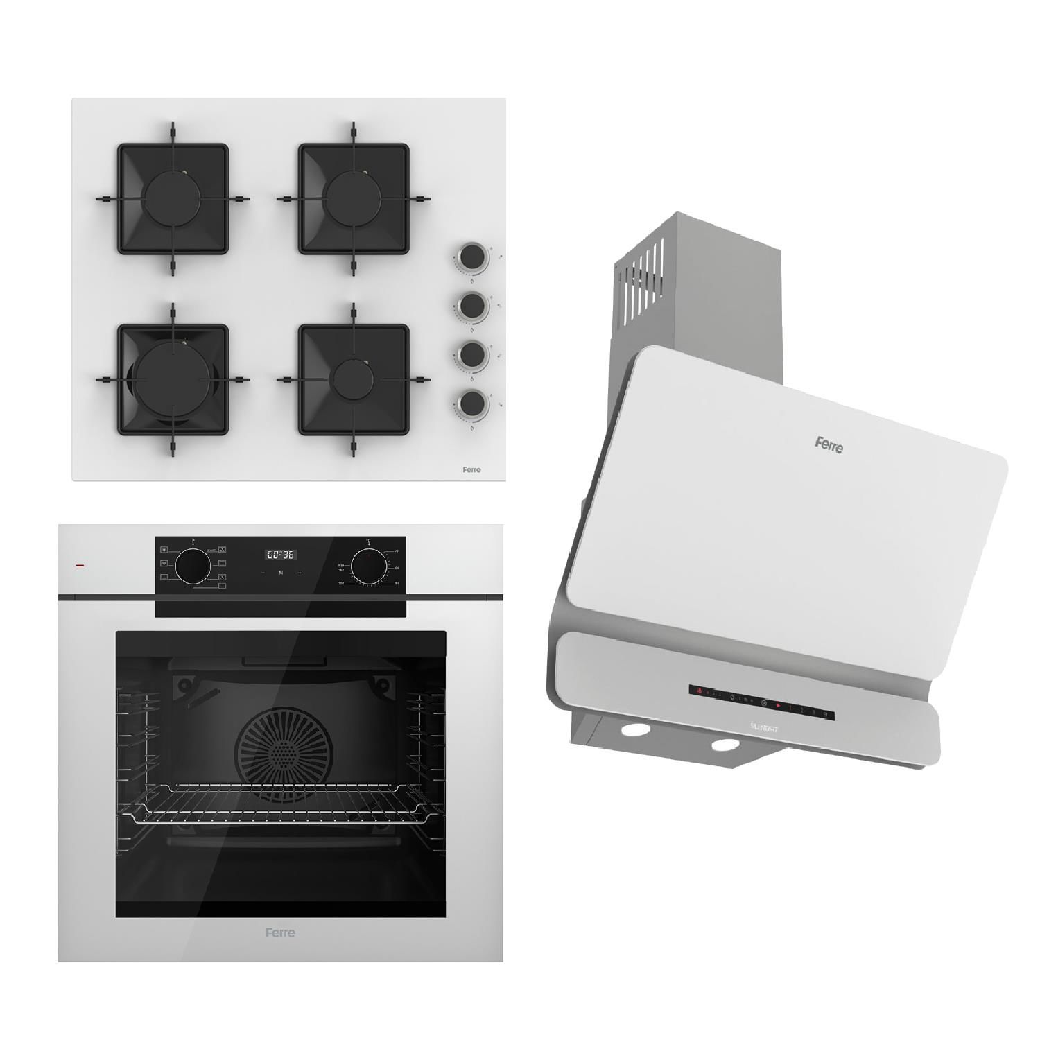 Ferre STEAMART-FRYART-SILENTART Serisi Beyaz Set (SS206 + QEP63CB +D081-SA ) - Emaye Izgara
