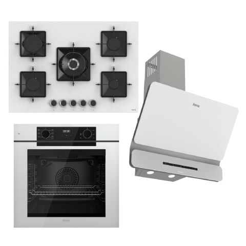 Ferre STEAMART-FRYART-SILENTART Serisi Beyaz Set (SS036 + QEP63CB +D081-SA ) - Emaye Izgara