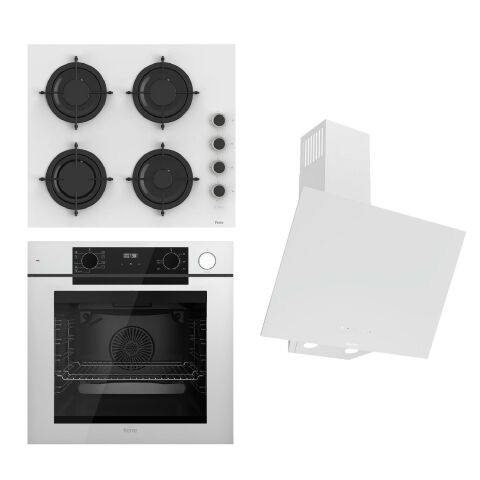 Ferre STEAMART-FRYART-SILENTART Serisi Beyaz Set (CS206-FA + QEP64CB +D078-SA ) - Emaye Izgara