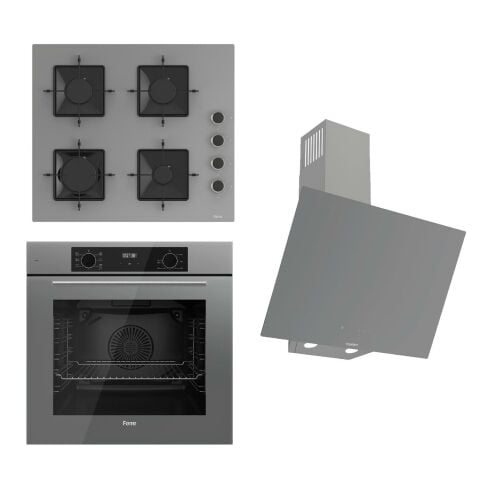 Ferre FRLOWART-SILENTART Serisi Gri Set (SS208 + QBL63CPR +D079-SA ) - Emaye Izgara