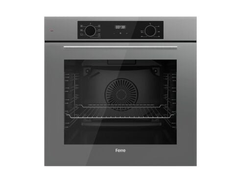 Ferre FLOWART Serisi Gri Set (SS038 + QBL63CPR +D079 ) - Emaye Izgara / 75 cm Ocak