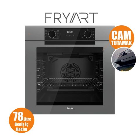 Ferre FRYART-SILENTART Serisi Gri Set (SC408-WFA + QEP63CPR +D065-SA ) - Döküm Izgara / 65 cm Ocak