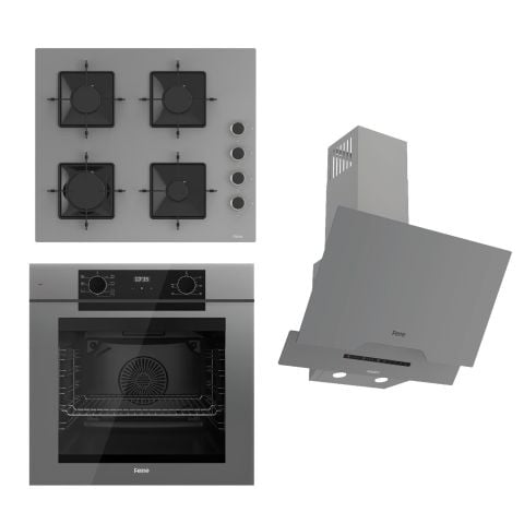 Ferre FRYART-SILENTART Serisi Gri Set (SS208 + QEP63CPR +D065-SA ) - Emaye Izgara