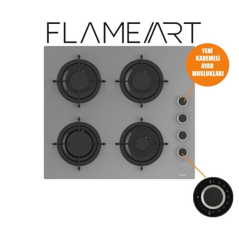 Ferre STEAMART-FRYART Serisi Gri Set (CS208-FA + QEP64CPR +D082 ) - Emaye Izgara / Kademeli Musluk