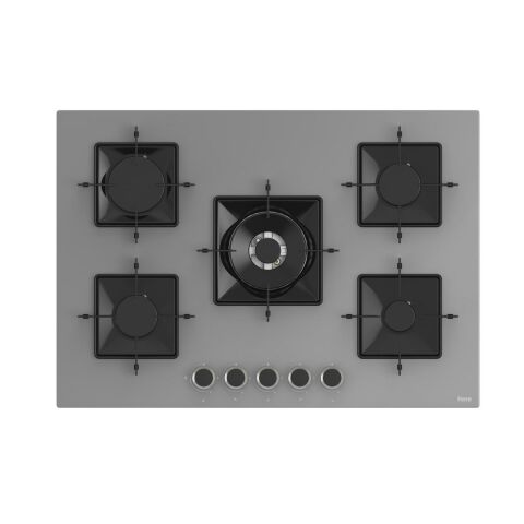 Ferre STEAMART-FRYART-SILENTART Serisi Gri Set (SS038 + QEP64CPR +D065-SA ) - Emaye Izgara / 75 cm Ocak