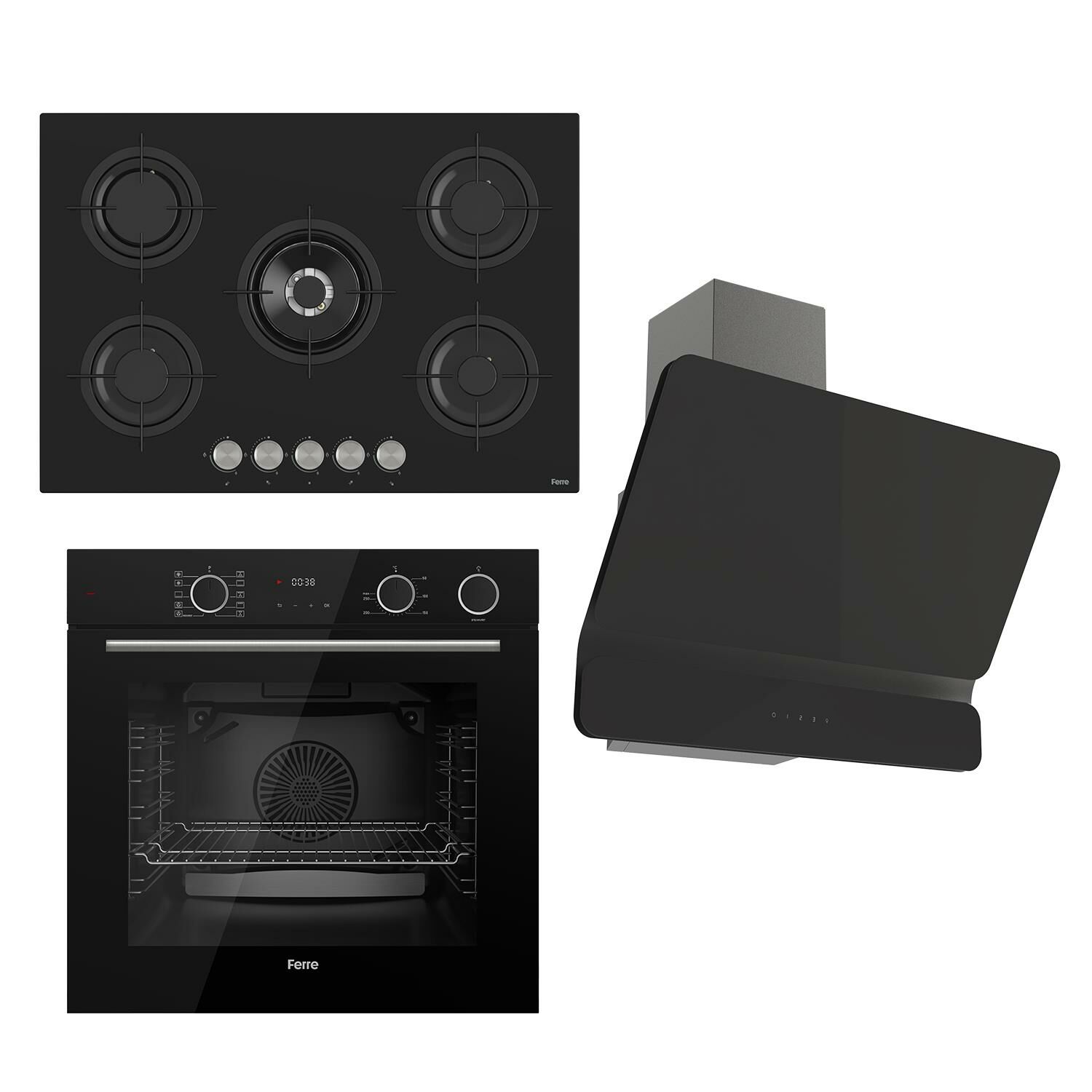 Ferre STEAMART&FRYART Serisi Buharlı Pişirme Siyah Set (RS035 + XE64CS +D080 )
