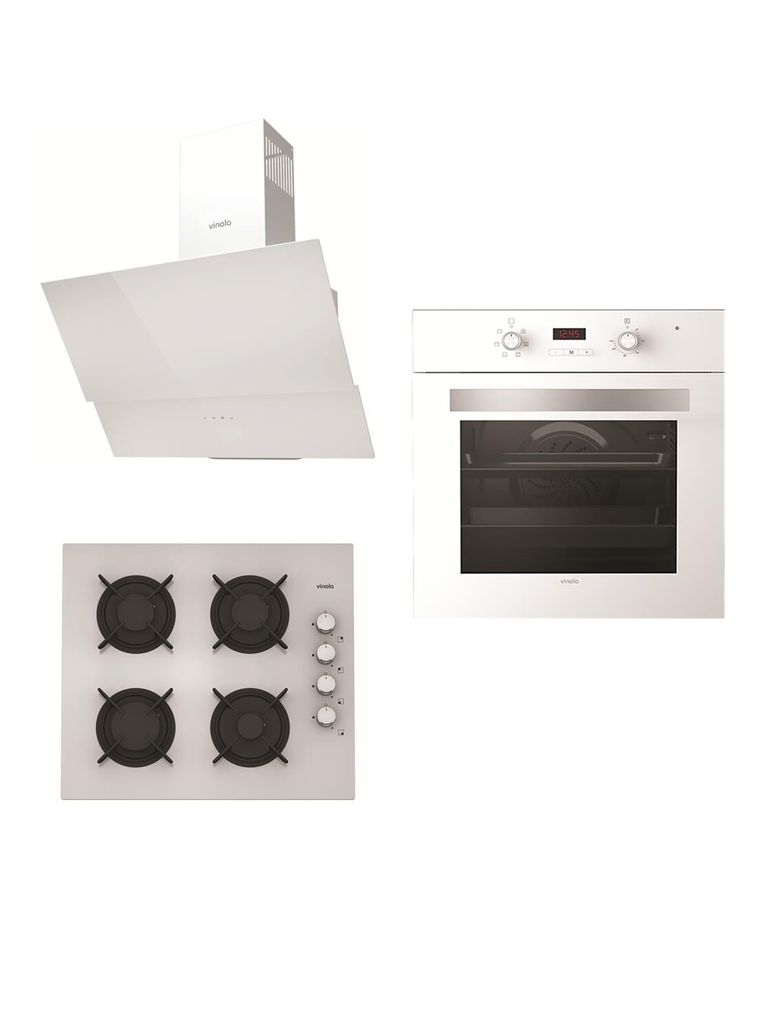 Vinola Set 044-B (MOG.6310.111.02 + MOFA.104.111.02  + MCWW104.111.602-03) Beyaz Ankastre Set