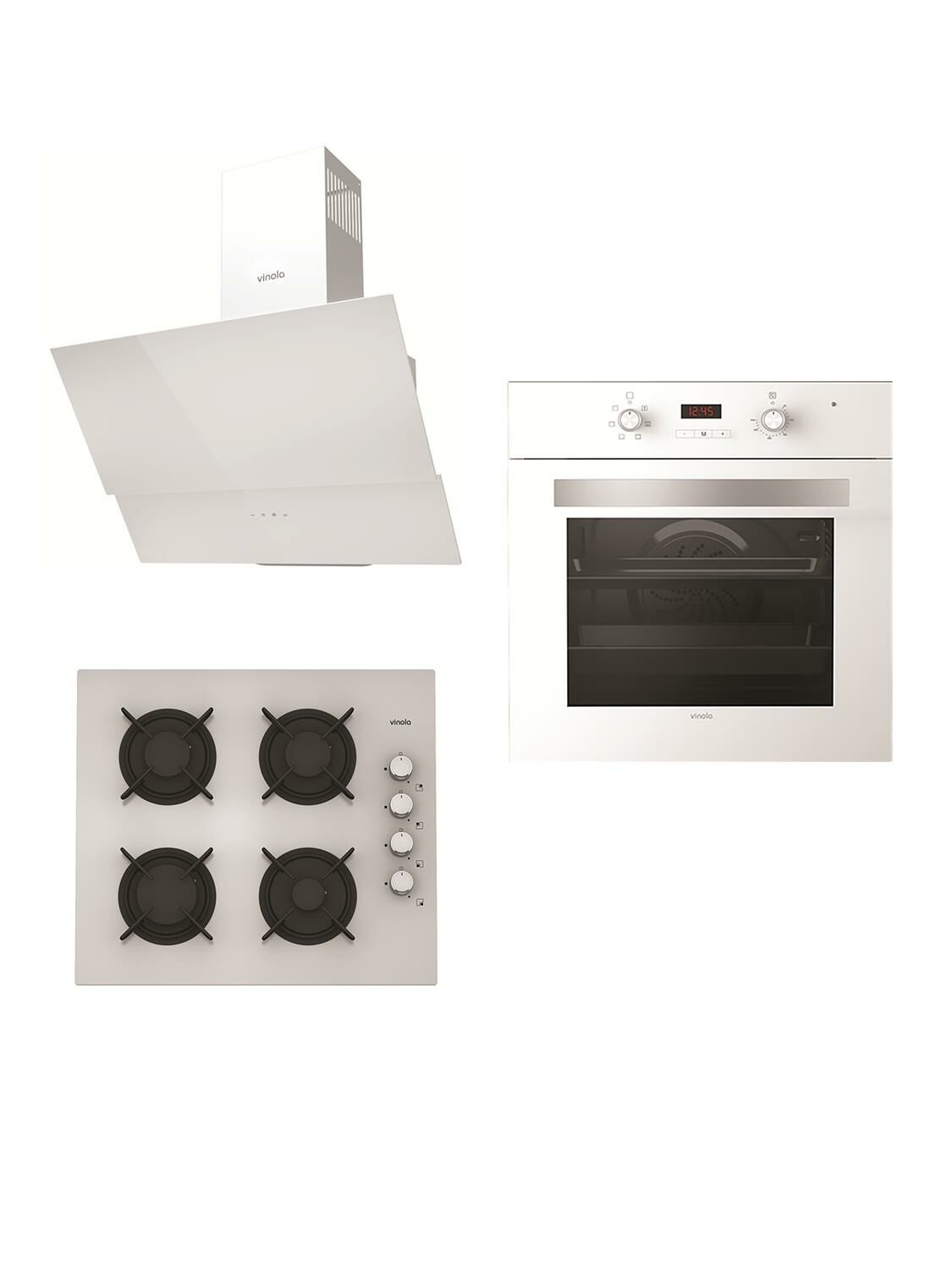 Vinola Set 044-B (MOG.6310.111.02 + MOFA.104.111.02  + MCWW104.111.602-03) Beyaz Ankastre Set