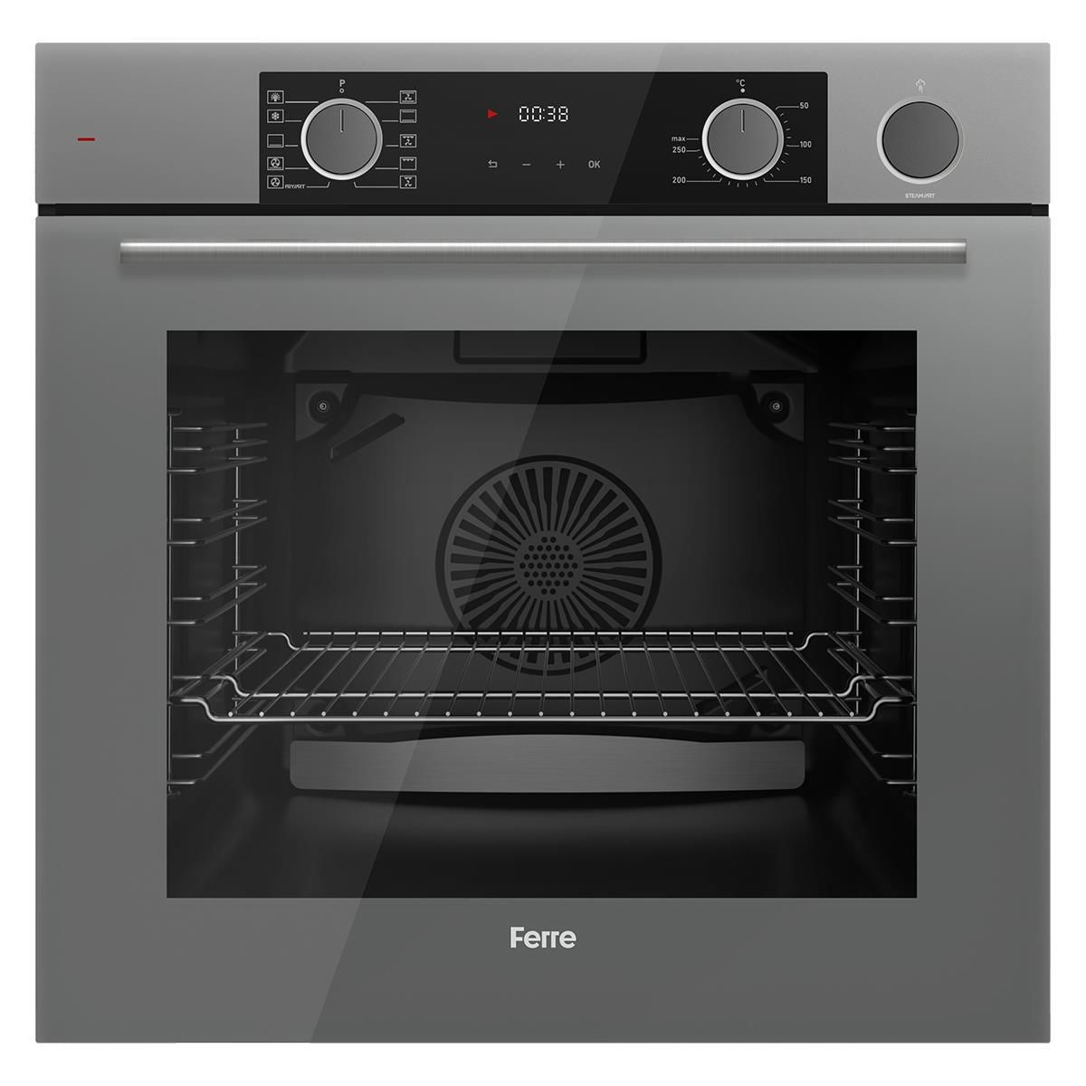FERRE XE64CPR STEAMART&FRYART SERİSİ BUHARLI PİŞİRME GRİ ANKASTRE FIRIN (0+10 KONUM)