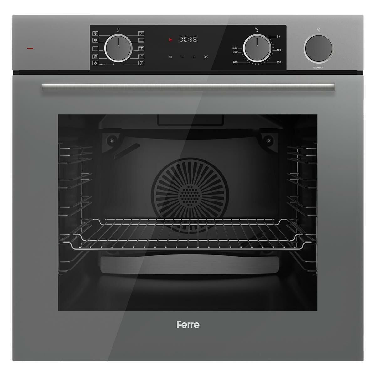 FERRE XE64CPR STEAMART&FRYART SERİSİ BUHARLI PİŞİRME GRİ ANKASTRE FIRIN (0+10 KONUM)