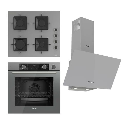 Ferre STEAMART SS Serisi Gri Set (SS208 + XE64CPR +D088 ) - Kare Emaye Izgara
