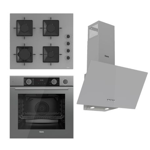 Ferre STEAMART SS Serisi Gri Set (SS208 + XE64CPR +D088 ) - Kare Emaye Izgara