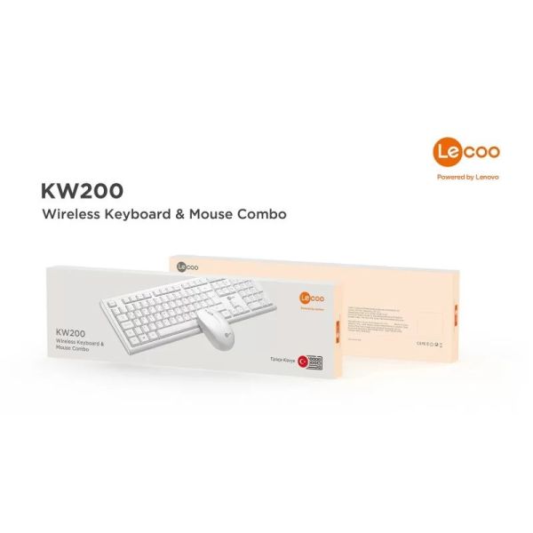 LECOO KW200 KABLOSUZ BEYAZ Q KLAVYE+MOUSE