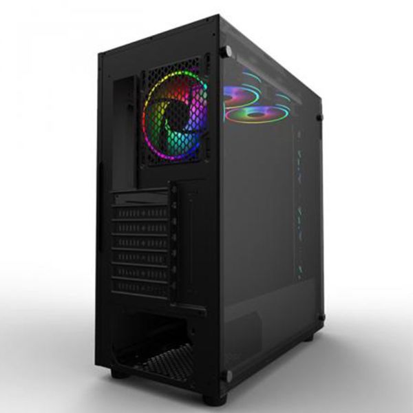 POWER BOOST JBST-X59-650 650W 80+ 6x RAİNBOW FİXED LED FAN MIDI TOWER PENCERELİ/TEMPERED 2xUSB3.0 SİYAH RGB GAMING KASA