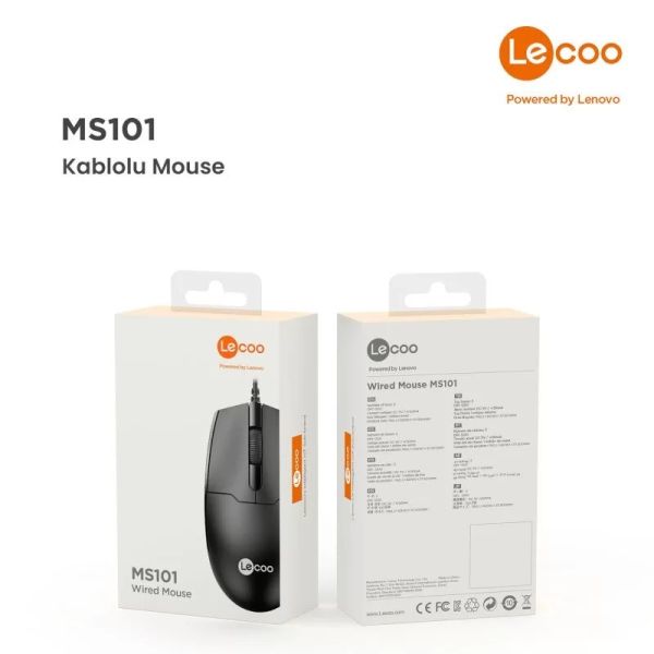 LECOO MS101 KABLOLU 1200 DPI SİYAH MOUSE