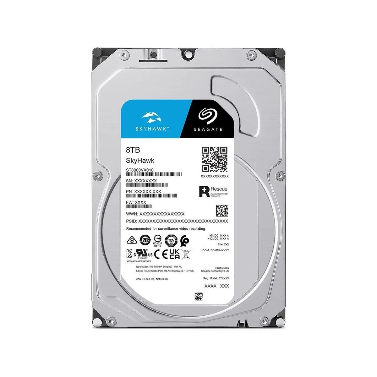 Жесткий диск SEAGATE SKYHAWK 8 ТБ, 5400 об/мин, 256 МБ, SATA3 ST8000VX010,  24/7