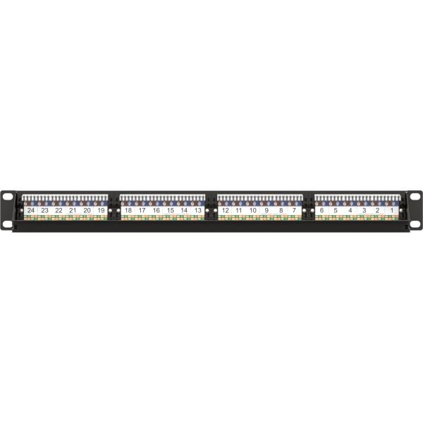 AGER AC-611-24E 8P8C,LSA,ALTIN KONTAK 24 PORT CAT6 DOLU 1U ZIRHSIZ PATCH PANEL