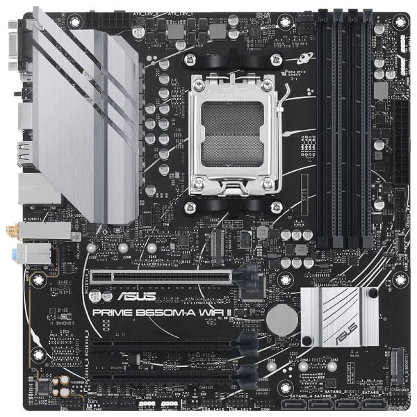 ASUS PRIME B650M-A WIFI II AMD B650 AM5 DDR5 6400 DP HDMI VGA 2X M2 USB3.2 AX WiFi-BT AURA RGB 2.5Gbit LAN mATX ASUS 5X PROTECTION III BIOS FLASHBACK