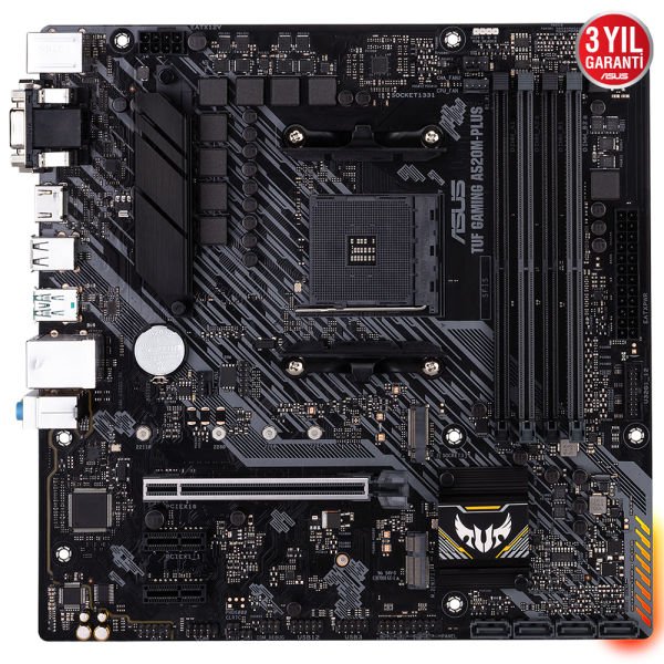 ASUS TUF GAMING A520M-PLUS 4xDDR4 VGA+HDMI+DVI-D 1xM2 AM4 ANAKART