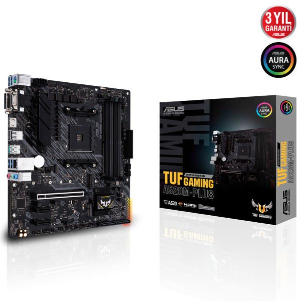 ASUS TUF GAMING A520M-PLUS 4xDDR4 VGA+HDMI+DVI-D 1xM2 AM4 ANAKART