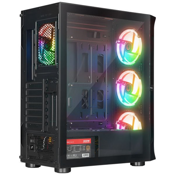 RAMPAGE PROLIX MESH 850W 80+ 4x12CM ARGB FAN ATX TEMPERED GLASS 2xUSB2.0/1xUSB3.0 SİYAH MID TOWER GAMİNG KASA