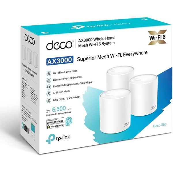 TP-LINK DECO X50 (3-PACK) 3000MBPS DUALBAND WIFI6 INDOOR ACCESS POİNT/ROUTER