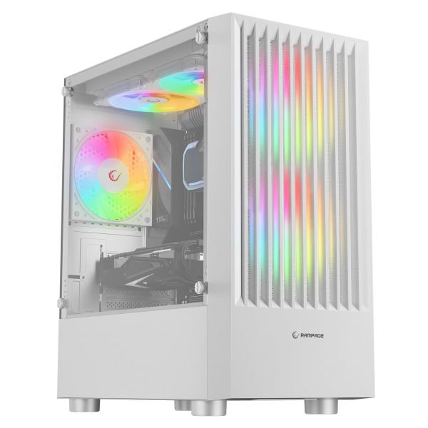 RAMPAGE LYRA MESH PSU YOK 3x12CM RGB FAN MICRO ATX TEMPERED GLASS 2xUSB2.0/1xUSB3.0 BEYAZ MID TOWER GAMİNG KASA