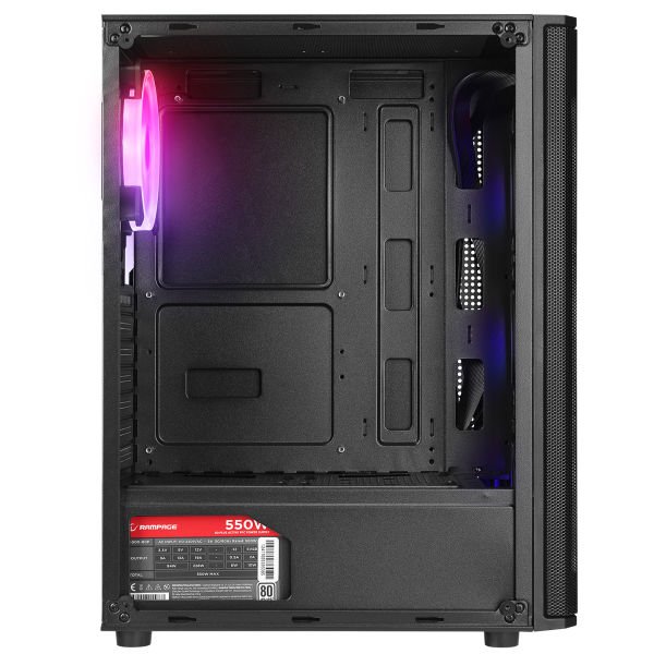 RAMPAGE HELIOS MESH 550W 80+ 4x12CM RGB FAN ATX TEMPERED GLASS 2xUSB2.0/1xUSB3.0 SİYAH MID TOWER GAMİNG KASA