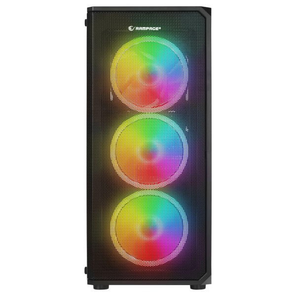 RAMPAGE HELIOS MESH 550W 80+ 4x12CM RGB FAN ATX TEMPERED GLASS 2xUSB2.0/1xUSB3.0 SİYAH MID TOWER GAMİNG KASA