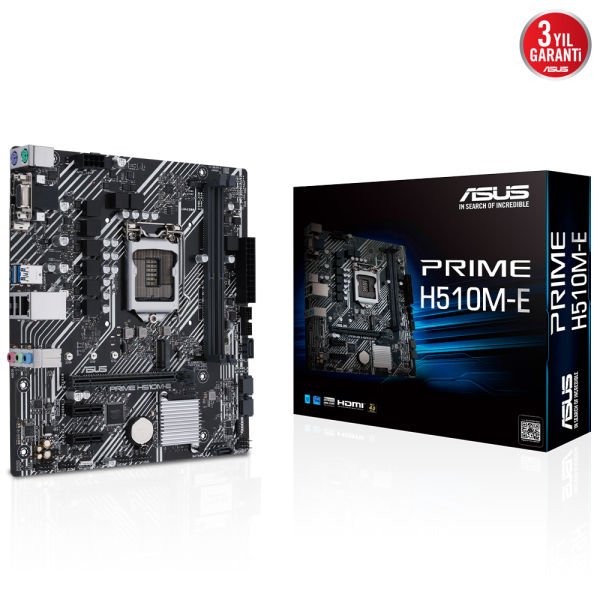 ASUS PRIME H510M-E INTEL H510 LGA1200 DDR4 1xDP 1xHDMI 1xVGA 1xM2 USB3.2 AURA RGB MATX ASUS 5X PROTECTION III ARMOURY CRATE AI SUİTE 3