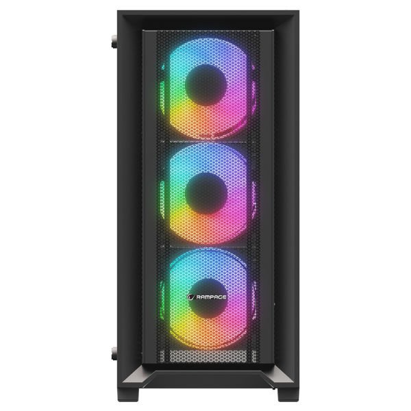 RAMPAGE VOYAGER 750W 80+ BR 4x12CM RGB FAN ATX TEMPERED GLASS 2xUSB2.0/1xUSB3.0 SİYAH MID TOWER GAMİNG KASA