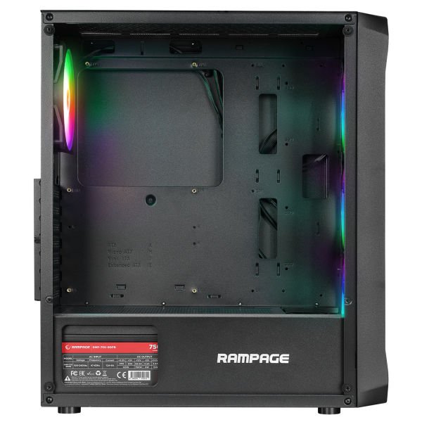 RAMPAGE COMPACT 750W 80+ BR 4x12CM RGB FAN ATX TEMPERED GLASS 2xUSB2.0/1xUSB3.0 SİYAH MID TOWER GAMİNG KASA