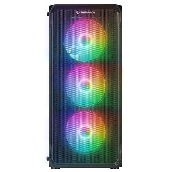 RAMPAGE COMPACT 750W 80+ BR 4x12CM RGB FAN ATX TEMPERED GLASS 2xUSB2.0/1xUSB3.0 SİYAH MID TOWER GAMİNG KASA