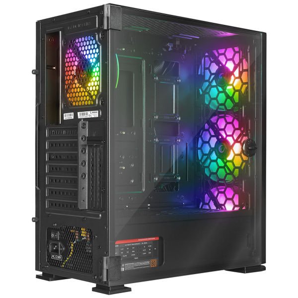 RAMPAGE TRAPPER 750W 80+ BR 3x14CM + 1x12CM ARGB FAN ATX TEMPERED GLASS 2xUSB2.0/1xUSB3.0 SİYAH MID TOWER GAMİNG KASA