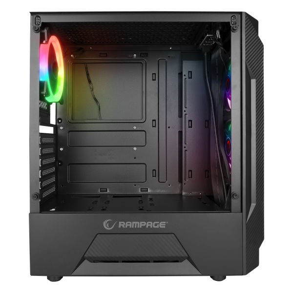 RAMPAGE FUSION 650W 80+ BR 4x12CM RGB FAN ATX TEMPERED GLASS 2xUSB2.0/1xUSB3.0 SİYAH MID TOWER GAMİNG KASA