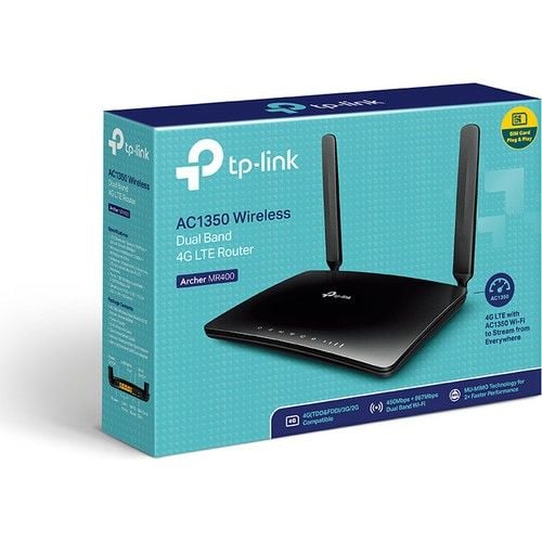 TP-LINK ARCHER MR400 AC1200 4 PORT 2 ANTEN 2.4/5GHz 4G LTE SIM KART GİRİŞLİ ROUTER