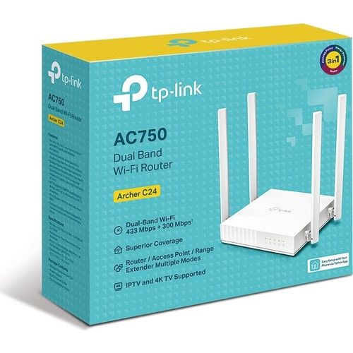 TP-LINK ARCHER C24 AC750 733 MBPS 4 PORT DUALBAND ROUTER