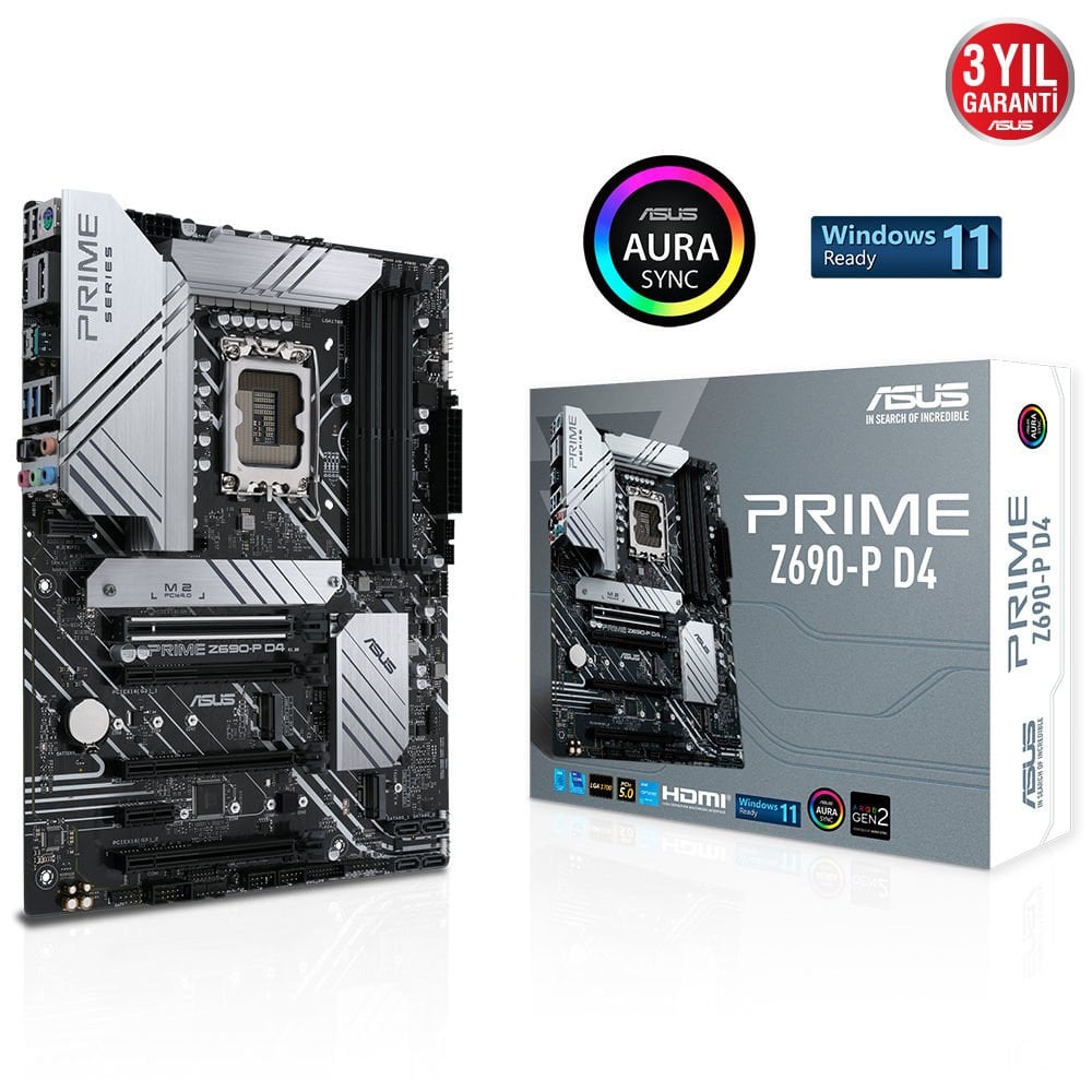 ASUS PRIME Z690-P D4 4xDDR4 HDMI/DP 3xM.2 1xGLAN 1700P ANAKART