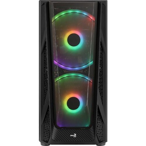 AEROCOOL NİGHTHAWK DUO PSU YOK 2x20CM+1x12CM ARGB FAN ATX 2xUSB3.0 SİYAH GAMING KASA AE-NGHTHWKD