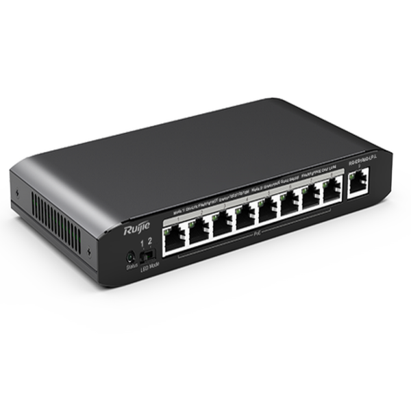 Reyee RG-ES109G-LP-L 9 Portlu, 10/100/1000 Gigabit, Tak Çalıştır Switch, 8 Port PoE+ (54W)