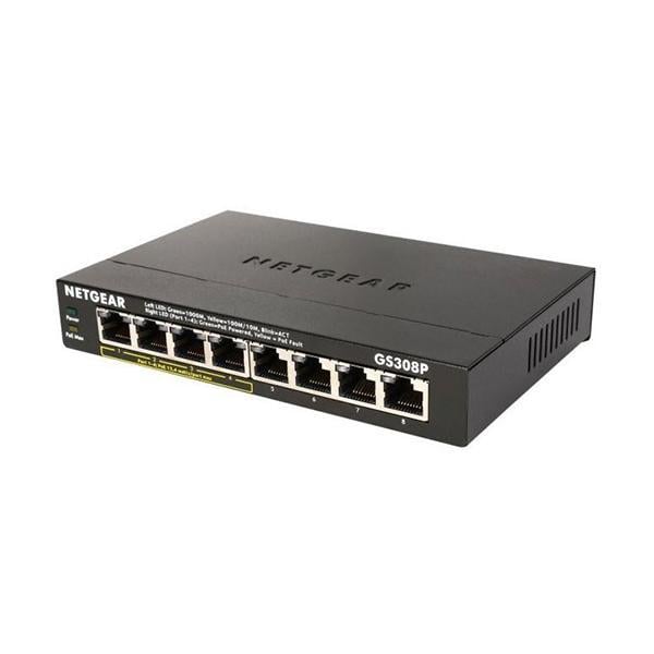 NetGear GS308P-100PES 8 Portlu 10/100/1000 Gigabit Ethernet Switch, 4 Port PoE (53W)