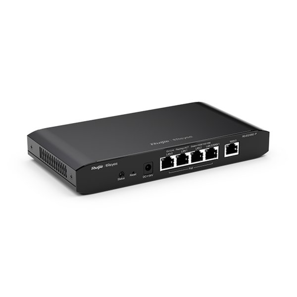 Reyee RG-EG105G-P 5 Portlu Router, Web Yönetilebilir, 2 WANs, 100 Kullanıcı, 4 Port PoE(54W), 300Mbps