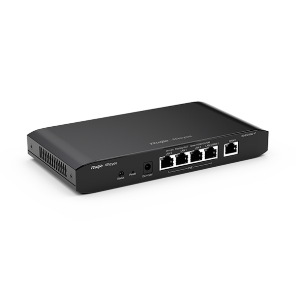 Reyee RG-EG105G-P 5 Portlu Router, Web Yönetilebilir, 2 WANs, 100 Kullanıcı, 4 Port PoE(54W), 300Mbps