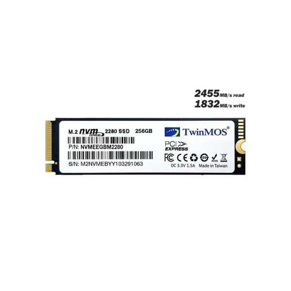 TWINMOS 256GB 2455/1832Mb/s M2 PCIe 3D-NAND SSD NVMeEGBM2280